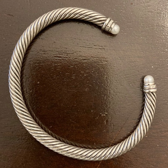 DAVID YURMAN - CLASSIC CABLE BRACELET Sterling Silver with Pearls and Diamonds - Picture 3 of 7